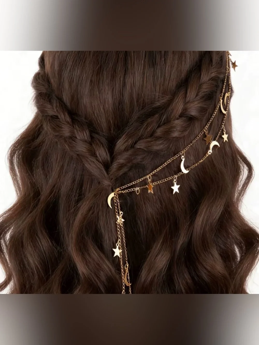Gold Moon & Star Layered Hair Accessories Hair Brooch Pin